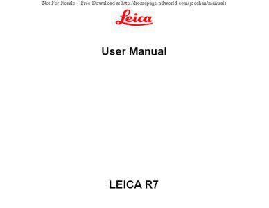 Not For Resale – Free Download at http://homepage.ntlworld.com/joechan/manuals  User Manual