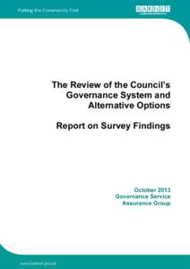The Review of the Council’s Governance System and Alternative Options Report on Survey Findings  October 2013