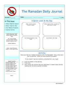 The Ramadan Daily Journal Ramadan 7, ______ Date: ___________  _____ , _______