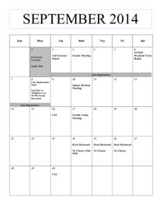 Academic term / Calendars / Matt Finish Chronology