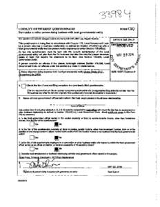 FORMCIQ  CONFLICT OF INTEREST QUESTIONNAIRE For vendor or other person doing business with local governmental entity Thl8 queaUoMairereilecl1S ching.. mada to t/HI law by H[removed], 80lh Leg.. Regullr8a..lon.