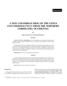 LYNCH, J. D. & M. C. ARDILA-ROBAYO: A NEW COLOMBIAN FROG OF THE GENUS ELEUTHERODACTYLUS[removed]