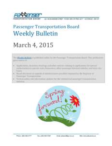Passenger Transportation Board Weekly Bulletin for