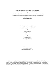 Public finance / Gold as an investment / Investment / Security / Gold / Monetary policy / Federal Reserve System / Stephen Salant / Stock / Economics / Financial economics / Finance