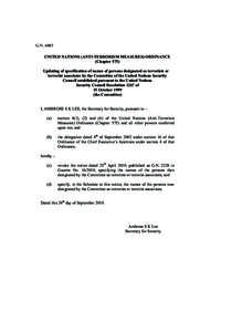 G.N[removed]UNITED NATIONS (ANTI-TERRORISM MEASURES) ORDINANCE (Chapter 575) Updating of specification of names of persons designated as terrorists or terrorist associates by the Committee of the United Nations Security