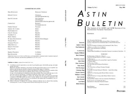 ASTIN BULLETIN Volume 31, Number[removed])