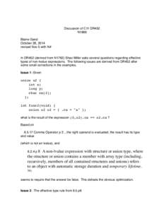 Discussion of C11 DR452 N1888 Blaine Garst October 28, 2014 revised Nov 5 with N# In DR452 (derived from N1762) Shao Miller asks several questions regarding effective