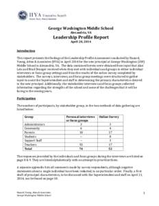 George Washington Middle School Alexandria, VA Leadership Profile Report April 20, 2014