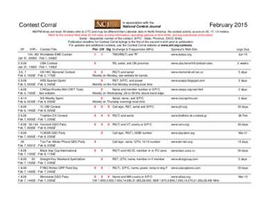 in association with the National Contest Journal Contest Corral  HF