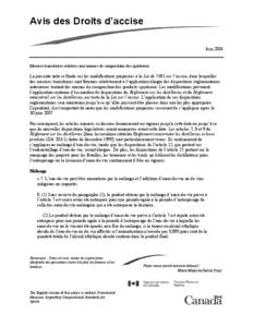 Avis des Droits d’accise Juin 2004 Mesures transitoires relatives aux normes de composition des spiritueux  La présente note se fonde sur les modifications proposées à la Loi de 2001 sur l’accise, dans lesquelles