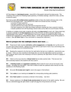 Test / Study skills / Advanced Placement Psychology / Graduate Record Examinations / Multiple choice / Advanced Placement English Language and Composition / SAT Subject Test in World History / Education / Evaluation / Advanced Placement exams