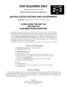FOR TEACHERS ONLY The University of the State of New York REGENTS HIGH SCHOOL EXAMINATION  VOLUME