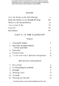 How to Solve It: A New Aspect of Mathematical Method, Table of Contents