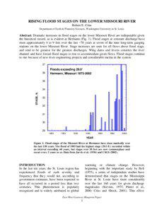 RISING FLOOD STAGES ON THE LOWER MISSOURI RIVER Robert E. Criss Department of Earth & Planetary Sciences, Washington University in St. Louis