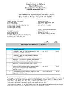 Superior Court of California County of Alameda Statewide Civil Fee Schedule 1 Effective October 28, 2013  Clerk’s Office Hours: Monday – Friday, 8:30 AM – 2:30 PM