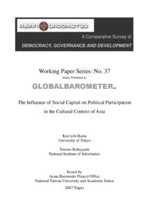 A Comparative Survey of DEMOCRACY, GOVERNANCE AND DEVELOPMENT Working Paper Series: No. 37 Jointly Published by