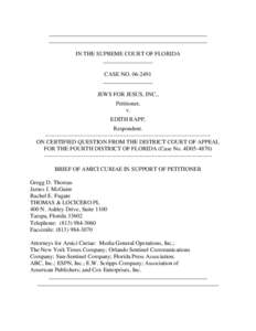 Rapp/Jews for Jesus/Final Amicus Brief to Florida Supreme CtDOC