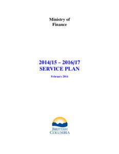 Ministry of Finance[removed] – [removed]SERVICE PLAN February 2014