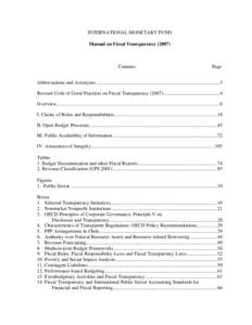 Manual On Fiscal Transparency[removed]International Monetary Fund