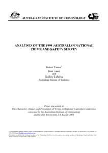 Analyses of the 1998 Australian National Crime and Safety Survey