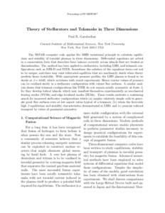 Proceedings of ITC/ISHW2007  Theory of Stellarators and Tokamaks in Three Dimensions Paul R. Garabedian Courant Institute of Mathematical Sciences, New York University New York, New YorkUSA