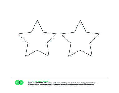 GLITTER STAR WAND TEMPLATE  Copyright 2013+ CONFETTI POP, LLC. For personal use only. Reusing, redistributing, or repurposing this artwork, or using it for commercial purposes, is a violation of copyright. Please visit W