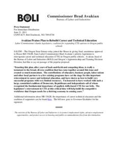 Microsoft Word[removed]BOLI Release - Avakian Statement on CTE Passage.doc