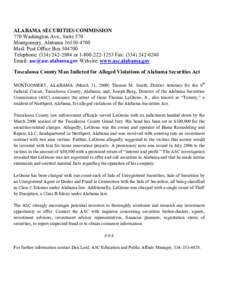 ALABAMA SECURITIES COMMISSION 770 Washington Ave., Suite 570 Montgomery, Alabama[removed]Mail: Post Office Box[removed]Telephone: ([removed]or[removed]Fax: ([removed]Email: [removed] Website: