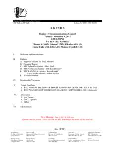 Regional Telecommunications Council Calmar, IA 52132  ([removed]1625 Highway 150 South  AGENDA