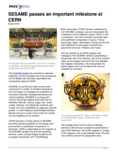 SESAME passes an important milestone at CERN