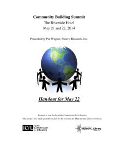 Community Building Summit The Riverside Hotel May 21 and 22, 2014 Presented by Pat Wagner, Pattern Research, Inc.  Handout for May 22