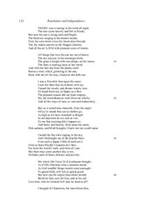 121  Resolution and Independence THERE was a roaring in the wind all night; The rain came heavily and fell in floods; But now the sun is rising calm and bright;