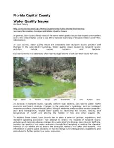 Florida Capital County Water Quality Issues By Mark Tancig http://cms.leoncountyfl.gov/Home/Departments/Public-Works/EngineeringServices/Stormwater-Management/Water-Quality-Issues In general, Leon County faces many of th