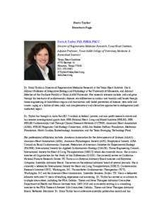 Doris	
  Taylor	
   Directors	
  Page	
   	
     Doris A. Taylor, PhD, FAHA, FACC