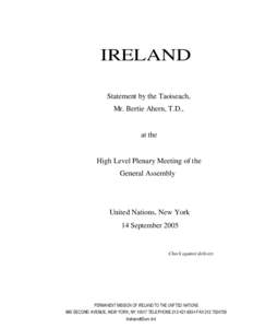 IRELAND Statement by the Taoiseach, Mr. Bertie Ahern, T.D., at the