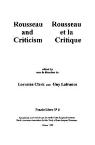 Rousseau et la Critique Rousseau