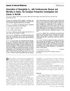 Article  Annals of Internal Medicine Association of Hemoglobin A1c with Cardiovascular Disease and Mortality in Adults: The European Prospective Investigation into