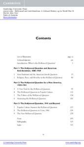 Cambridge University Press[removed]Hollywood and Anti-Semitism: A Cultural History up to World War II Steven Alan Carr Table of Contents More information