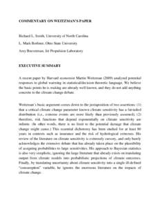 COMMENTARY ON WEITZMAN’S PAPER  Richard L. Smith, University of North Carolina L. Mark Berliner, Ohio State University Amy Braverman, Jet Propulsion Laboratory