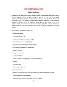 Bullying / Ethics / Human development / Injustice / Ragging / Youth / Ragging in India / All India Institute of Medical Sciences / Ragging in Sri Lanka / Abuse / Human rights abuses / Youth rights