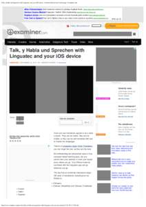 Talk, y Habla und Sprechen with Linguatec and your iOS device - National Internet and Technology | Examiner.com