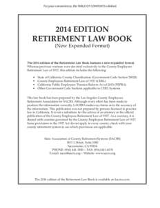 For your convenience, the TABLE OF CONTENTS is linkedEDITION RETIREMENT LAW BOOK (New Expanded Format)