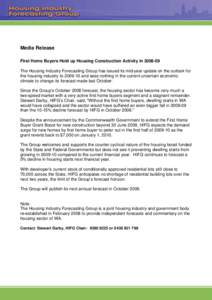 1111  Media Release  First Home Buyers Hold up Housing Construction Activity in[removed]