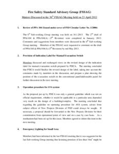 Fire Safety Standard Advisory Group (FSSAG) Matters Discussed in the 36th FSSAG Meeting held on 23 April[removed]Review of PPA 104 (Issued under cover of FSD Circular Letter No[removed])