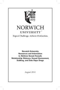 Norwich University Resources and Information to Address Sexual Assault, Relationship Violence, Sexual Harassment, Stalking, and Date Rape Drugs
