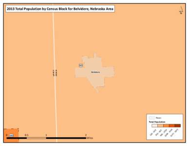 ´  2013 Total Population by Census Block for Belvidere, Nebraska Area US-81 S US-81 N