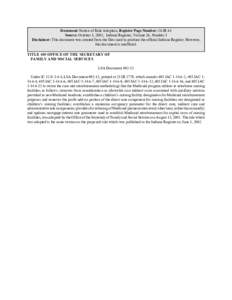 Document: Notice of Rule Adoption, Register Page Number: 26 IR 61 Source: October 1, 2002, Indiana Register, Volume 26, Number 1 Disclaimer: This document was created from the files used to produce the official Indiana R