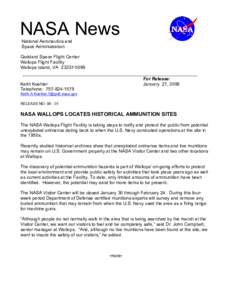 Microsoft Word - 01 NASA Wallops Locates Historical Ammunition Sites.doc