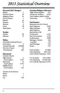 2013 Statistical Overview PersonnelChanges:) Bishop	1 Diocesan Priests	 55 Religious Priests