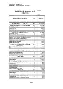 JUDE}UL PRAHOVA PRIM|RIA MUNICIPIULUI PLOIE{TI BUGET LOCAL - propuneri 2010 CHELTUIELI